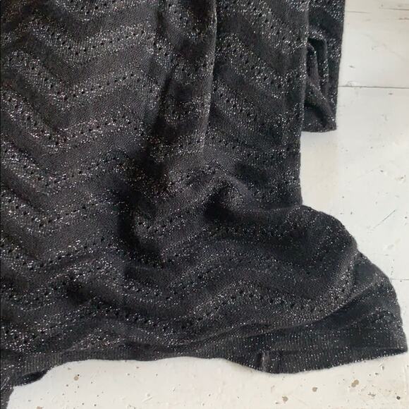 Zara Black Metallic Chevron Deep V Knit Sleeveless Maxi Dress S 70s retro Glam - Picture 8 of 8